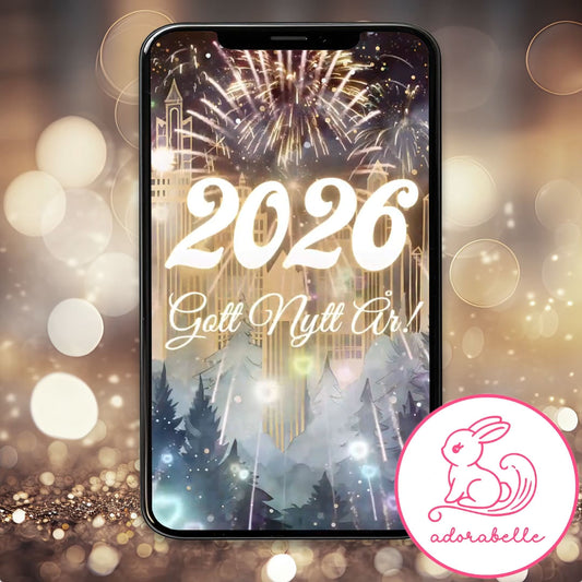 Digitalt Nyårskort 2026 – Animerad Videohälsning utan ljud (Fyrverkerier) - Direktnedladdning