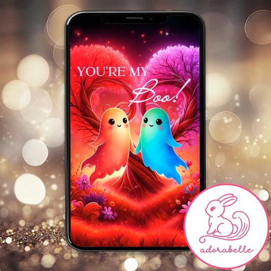 Digitalt Alla Hjärtans Dag kort 2026 – Animerad Videohälsning utan ljud (Boo) - Direktnedladdning