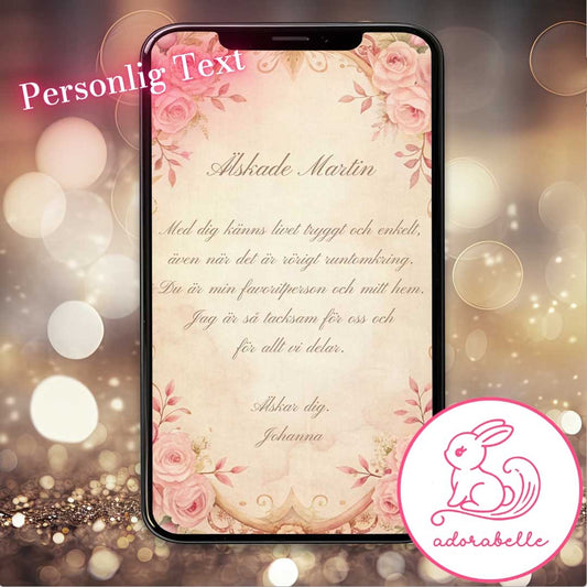 Digitalt Alla Hjärtans Dag kort 2026 – Personlig Animerad Videohälsning utan ljud (Brev) - Direktnedladdning