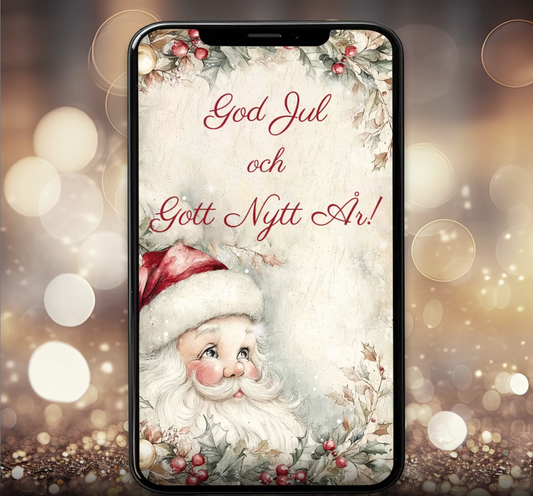 Digitalt Julkort – Animerad Videohälsning med/utan ljud (Vintage) - Direktnedladdning